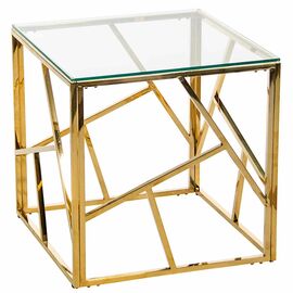 Столик журнальный ELSA прозрачное стекло 55*55*55, каркас золото | Интернет магазин мебели и декора LifeDekor