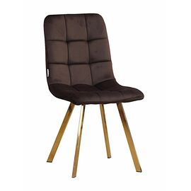 Стул LUCAS велюр шоколад, каркас квадрат золото | Интернет магазин мебели и декора LifeDekor