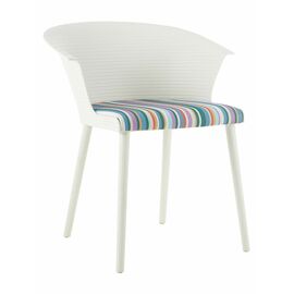 Стул пластиковый MALTA белый с подушкой цветные полосы | Интернет магазин мебели и декора LifeDekor