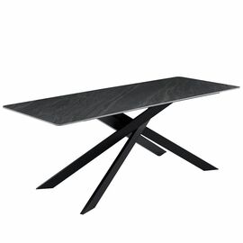 Стол керамический MERLIN Vic Dark grey 200*80*76, каркас черный | Интернет магазин мебели и декора LifeDekor