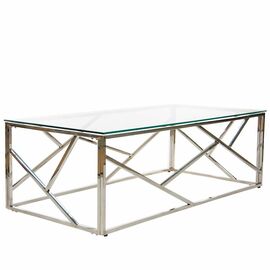 Столик журнальный ELSA стекло 120*60*40, каркас хром | Интернет магазин мебели и декора LifeDekor