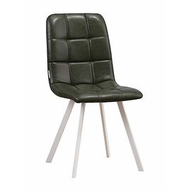 Стул LUCAS экокожа зеленый, каркас квадрат белый | Интернет магазин мебели и декора LifeDekor