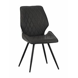 Стул OSTIN 180 экокожа антрацит, каркас круглый черный | Интернет магазин мебели и декора LifeDekor