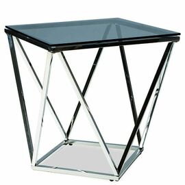 Столик журнальный CELESTE прозрачное стекло 50*50*55, каркас хром | Интернет магазин мебели и декора LifeDekor