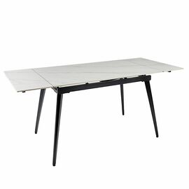 Стол керамический DENVER  WHITE MARBLE MATT 120, каркас черный | Интернет магазин мебели и декора LifeDekor