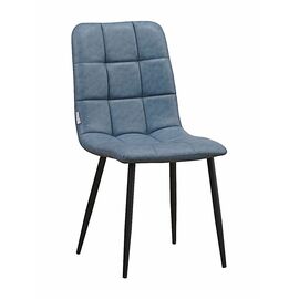 Стул LUCAS экокожа голубой, каркас круглый черный | Интернет магазин мебели и декора LifeDekor