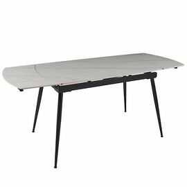 Стол керамический TEXAS  WHITE MARBLE MATT 120, каркас черный | Интернет магазин мебели и декора LifeDekor