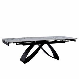 Стол керамический KENIA Bentley whie 160-240/90*76, каркас черный | Интернет магазин мебели и декора LifeDekor