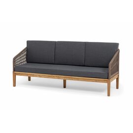 "Канны" диван 3-местный плетеный из роупа, основание дуб, роуп коричневый круглый, ткань Savana grafit | Интернет магазин мебели и декора LifeDekor