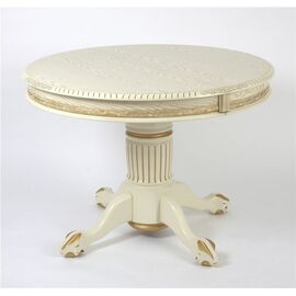 Стол обеденный круглый раздвижной Милорд-110 (ноги Азия/ слоновая кость 1013 + патина золото) | Интернет магазин мебели и декора LifeDekor