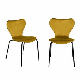 Комплект из 2-х стульев Seven Style горчичный велюр с чёрными ножками | Интернет магазин мебели и декора LifeDekor