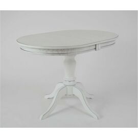 Стол обеденный овальный Капелла-2 110(150)х75х75 (цвет Белый / патина серебро/шпон дуб) Тип 2 | Интернет магазин мебели и декора LifeDekor