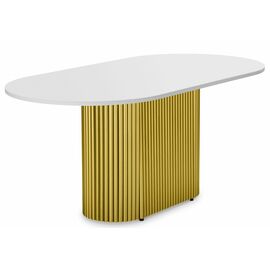 Стол деревянный Барон О 180 х 90 белая пленка шагрень / золотые ноги | Интернет магазин мебели и декора LifeDekor