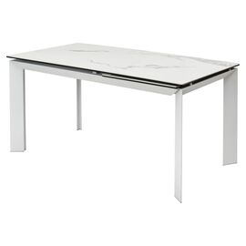 Стол CREMONA 140 HIGH GLOSS STATUARIO Белый мрамор глянцевый, керамика/ белый каркас М-City | Интернет магазин мебели и декора LifeDekor