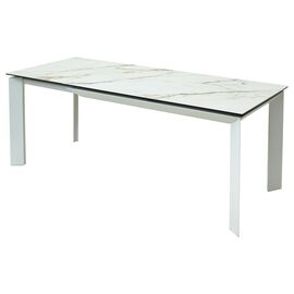 Стол CREMONA 180 KL-188 Контрастный мрамор матовый, итальянская керамика/ белый каркас М-City | Интернет магазин мебели и декора LifeDekor