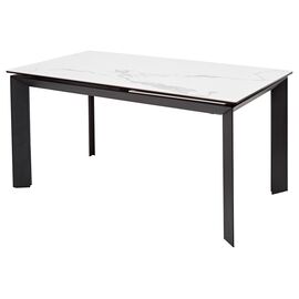 Стол CREMONA 140 MATTE STATUARIO Белый мрамор матовый, керамика/ черный каркас М-City | Интернет магазин мебели и декора LifeDekor