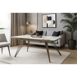 Стол ACERRA NEW 160 GRAND JADE SOLID CERAMIC/ каркас цвета шампань М-City | Интернет магазин мебели и декора LifeDekor