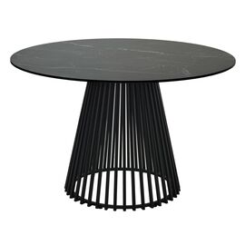 Стол TERNI 120 MATT BLACK MARBLE SINTERED STONE Черный мрамор матовый, керамика/Черный каркас М-City | Интернет магазин мебели и декора LifeDekor