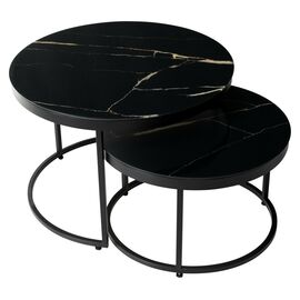 Журнальный стол Эрвин (комплект) Обсидиан, стекло/ черный каркас, M-city | Интернет магазин мебели и декора LifeDekor