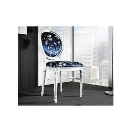 3246/SR Стул, P66 белый с патиной и серебряными деталями / ткань UPH GENE 3057 LIGHT BLUE СКИДКА 50% | Интернет магазин мебели и декора LifeDekor