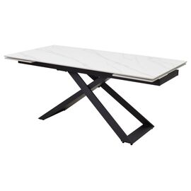 Стол LIVORNO 180 MATT WHITE MARBLE SINTERED STONE/ BLACK М-City | Интернет магазин мебели и декора LifeDekor