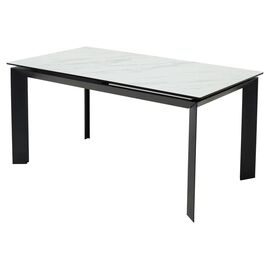 Стол CREMONA 140 KL-99 Белый мрамор матовый, итальянская керамика / черный каркас М-City | Интернет магазин мебели и декора LifeDekor