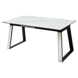 Стол Франк 160 БЕЛЫЙ МРАМОР, стекло / ЧЕРНЫЙ-БЕЛЫЙ МРАМОР, М-City | Интернет магазин мебели и декора LifeDekor