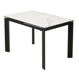 Стол CORNER 120 MATTE STATUARIO Белый мрамор матовый керамика, стекло/ черный каркас М-City | Интернет магазин мебели и декора LifeDekor