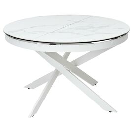 Стол TRENTO 120 HIGH GLOSS STATUARIO Белый мрамор глянцевый, керамика/ белый каркас М-City | Интернет магазин мебели и декора LifeDekor