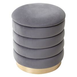 Пуф для гостиной ФРЕД серый #27, велюр / золотой каркас М-City | Интернет магазин мебели и декора LifeDekor