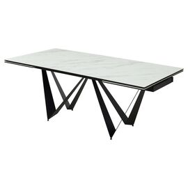 Стол RIETI 200 KL-99 Белый мрамор матовый, итальянская керамика / черный каркас М-City | Интернет магазин мебели и декора LifeDekor