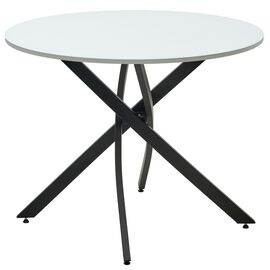 Стол ДАРИО D100 Белый, стекло/ Черный каркас М-City | Интернет магазин мебели и декора LifeDekor