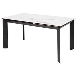 Стол CREMONA 140 HIGH GLOSS STATUARIO Белый мрамор глянцевый, керамика/ черный каркас М-City | Интернет магазин мебели и декора LifeDekor