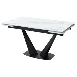 Стол Ниагара 160 БЕЛЫЙ МРАМОР, стекло / ЧЕРНЫЙ, М-City | Интернет магазин мебели и декора LifeDekor
