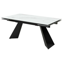 Стол Купер 160 БЕЛЫЙ МРАМОР, черная шагрень, стекло / ЧЕРНЫЙ каркас М-City | Интернет магазин мебели и декора LifeDekor