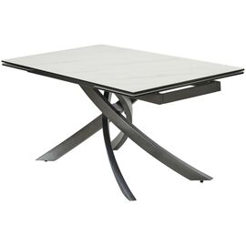 Стол ESTEBIO 160 KL-99 Белый мрамор матовый, итальянская керамика/ Серый металлик, ®DISAUR | Интернет магазин мебели и декора LifeDekor