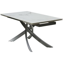 Стол ESTEBIO 160 GLOSS STATUARIO WHITE SOLID CERAMIC / Серый металлик, ®DISAUR | Интернет магазин мебели и декора LifeDekor