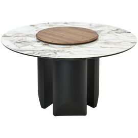 Стол КОЛИЗЕЙ D140 ARCTIC OCEAN, Белый мрамор, керамика / Черный каркас М-City | Интернет магазин мебели и декора LifeDekor