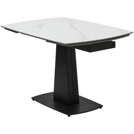 Стол BALDE 120 MATT WHITE MARBLE SOLID CERAMIC / BLACK, ®DISAUR | Интернет магазин мебели и декора LifeDekor