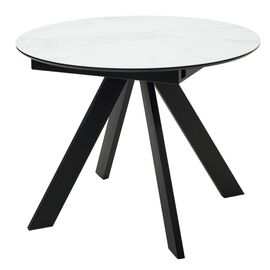 Стол БОНЖУР 100 БЕЛЫЙ МРАМОР, черная шагрень, стекло / ЧЕРНЫЙ каркас М-City | Интернет магазин мебели и декора LifeDekor