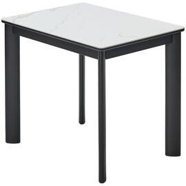 Стол ТЕТ-А-ТЕТ 120  Белый мрамор, керамика / Черный каркас М-City | Интернет магазин мебели и декора LifeDekor