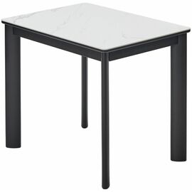 Стол ТЕТ-А-ТЕТ 110  Белый мрамор, керамика / Черный каркас М-City | Интернет магазин мебели и декора LifeDekor