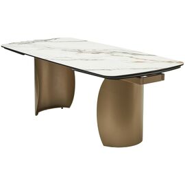 Стол BRONTE 200 раскладной KL-188 Контрастный мрамор матовый, итальянская керамика/ Шампань, ®DISAUR | Интернет магазин мебели и декора LifeDekor