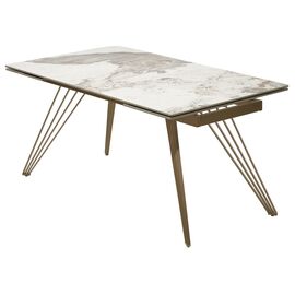 Стол ACERRA NEW 160 GLOSS LUXURY PANDORA SOLID CERAMIC/ каркас цвета шампань М-City | Интернет магазин мебели и декора LifeDekor