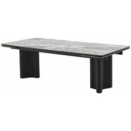 Стол АДАЖИО 240 (320) см MINERAL STONE NATURAL, керамика / Черный каркас М-City | Интернет магазин мебели и декора LifeDekor