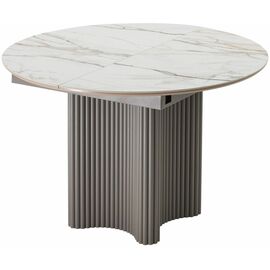 Стол АДАЖИО 115 КРУГЛЫЙ GILT WHITE, керамика / Латте каркас М-City | Интернет магазин мебели и декора LifeDekor