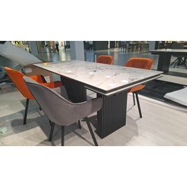 Стол DikLine EKD160, Керамика Белый глянец (К8/2), опоры черные (2 уп.) | Интернет магазин мебели и декора LifeDekor