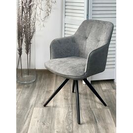 Стул НОРМАН 360 град., цвет BELLA-13/CYPRUS-10 серый, шенилл/замша / черный каркас М-City | Интернет магазин мебели и декора LifeDekor