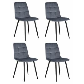 Набор 4 шт Стул обеденный DOBRIN CHILLY, Серо-голубой Holland 14, основание черное, Вариант: Серо-голубой Holland 14, основание черное | Интернет магазин мебели и декора LifeDekor