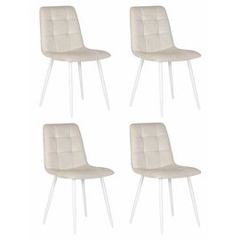 Набор 4 шт Стул обеденный DOBRIN CHILLY, Кремовый Holland 05, основание белое, Вариант: Кремовый Holland 05, основание белое | Интернет магазин мебели и декора LifeDekor